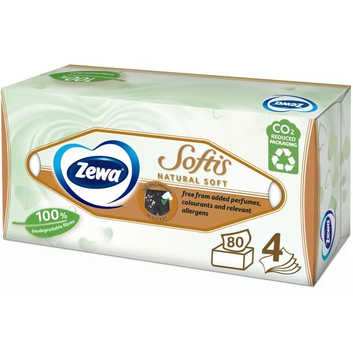 Салфетки косметические Zewa Softis Natural Soft 80 шт. (7322541351414)