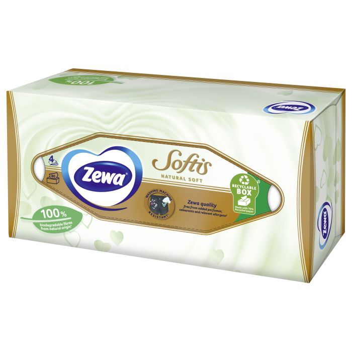 Салфетки косметические Zewa Softis Natural Soft 80 шт. (7322541351414) изображение 2