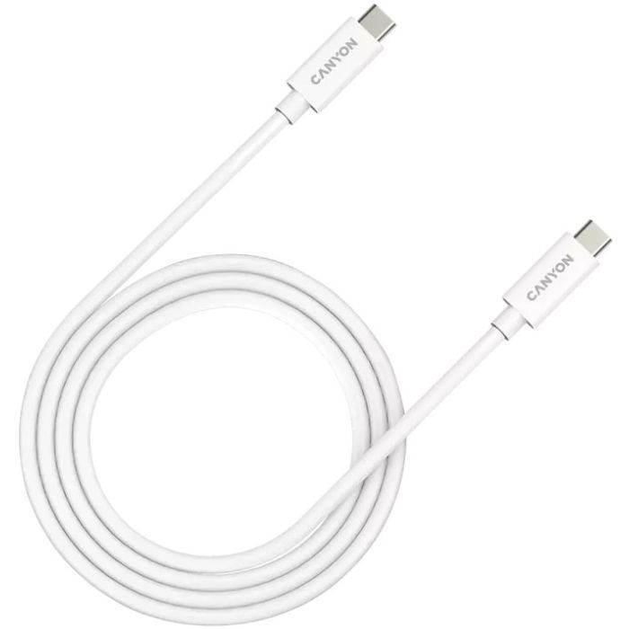 Дата кабель USB-C to USB-C 1.0m UC-44 5A 240W(ERP) E-MARK, white Canyon (CNS-USBC44W)