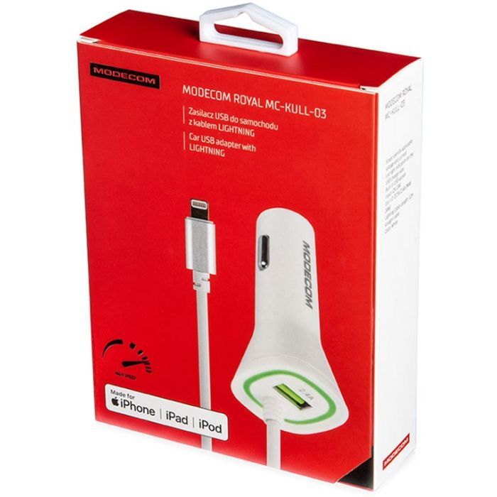 Зарядное устройство Modecom 1xUSB 2.4A + cable Lightning Royal KULL-03 white (ZT-MC-KULL-03) изображение 5
