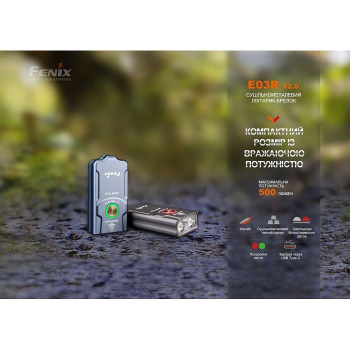 Фонарь Fenix E03R V2.0 Blue (E03RV20BL) изображение 6