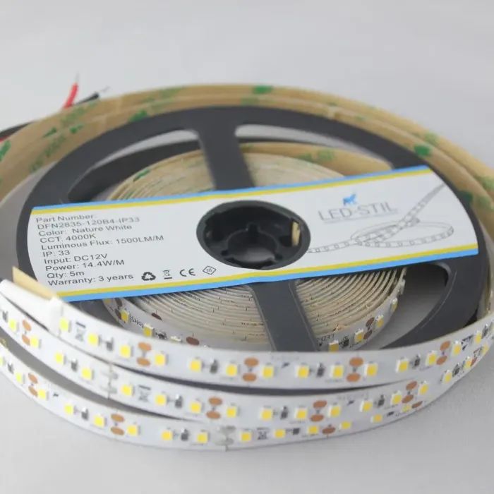 Світлодіодна стрічка LED-STIL 4000K 14,4 Вт/м 2835 120 діодів IP33 12 Вольт 1500 lm нейтральне світло (DFN2835-120B4-IP33) зображення 2
