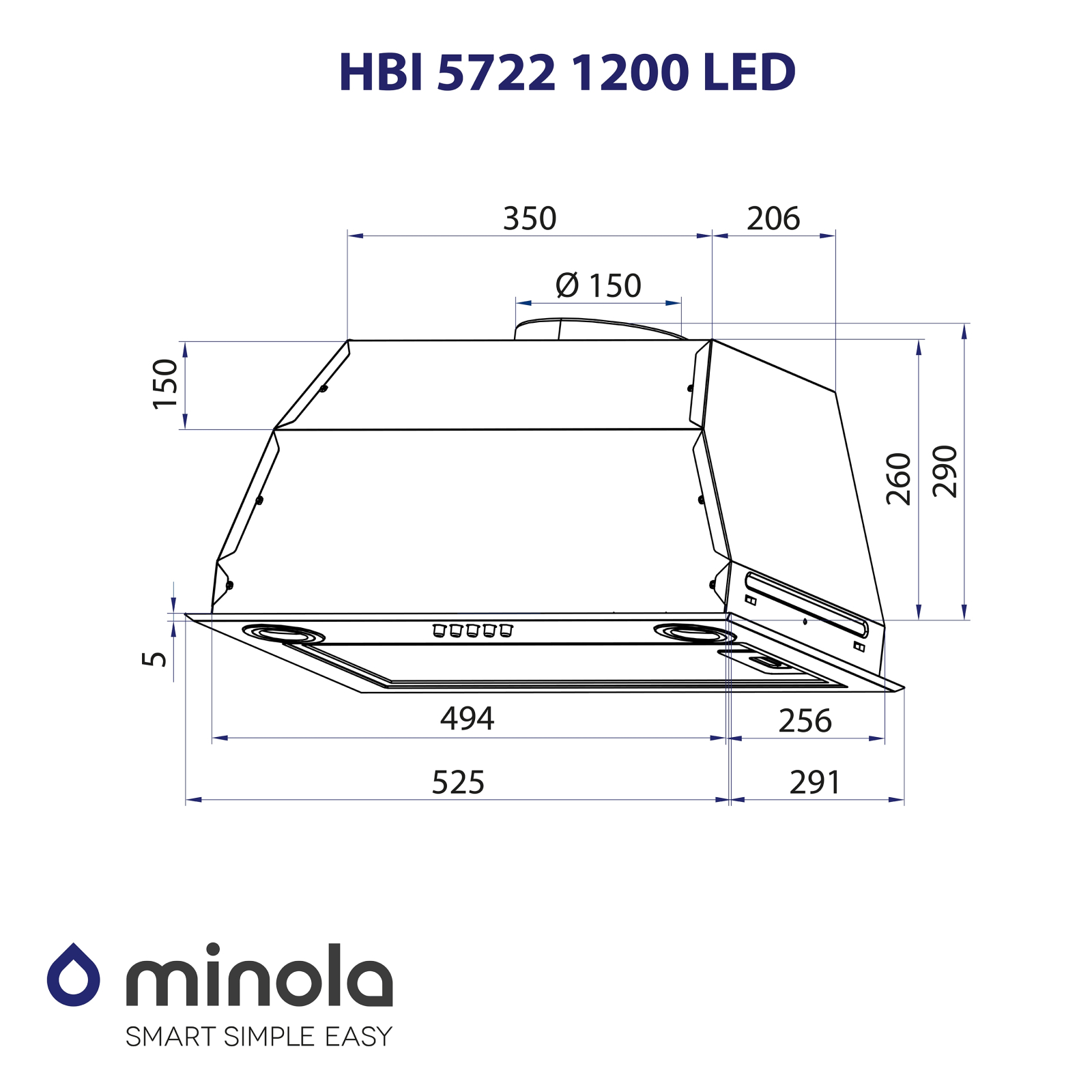 Витяжка кухонна Minola HBI 5722 BL 1200 LED зображення 10