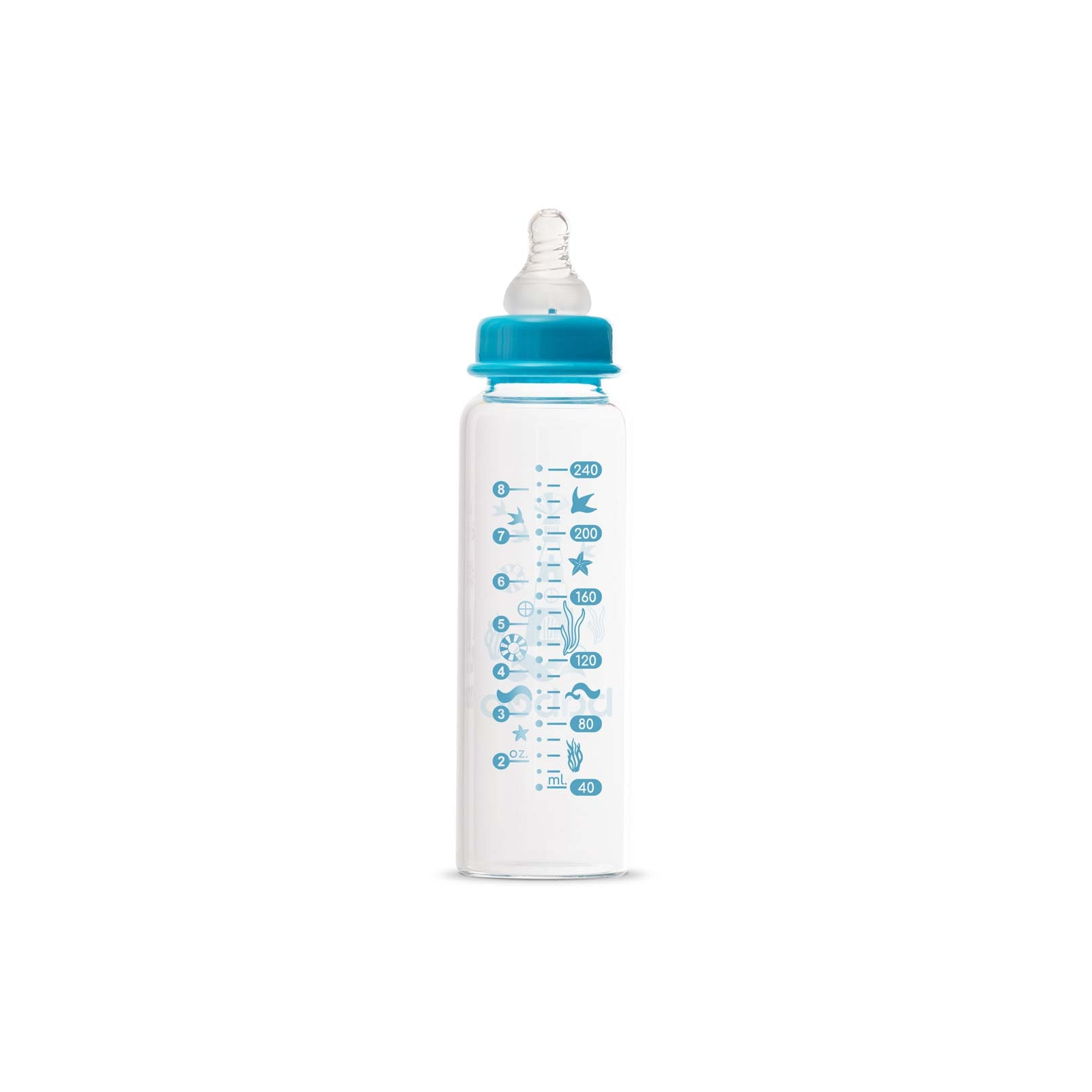 Пляшечка для годування Baboo Скляна, антиколікова, 240 мл, 3+ міс (Marine / синя) (3-119) зображення 3