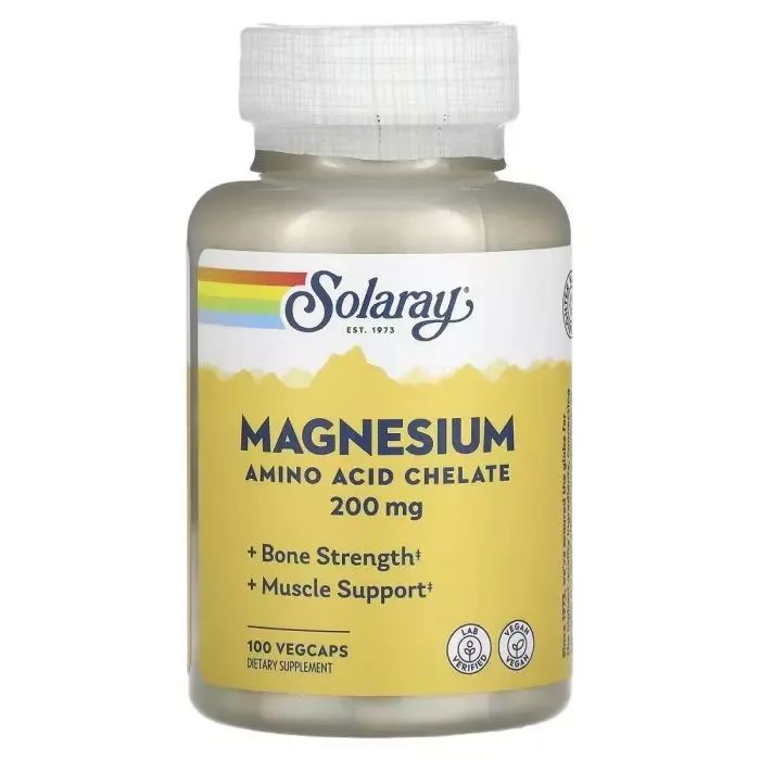 Минералы Solaray Магний, 200 мг, Magnesium, 100 вегетарианских капсул (SOR-04630)