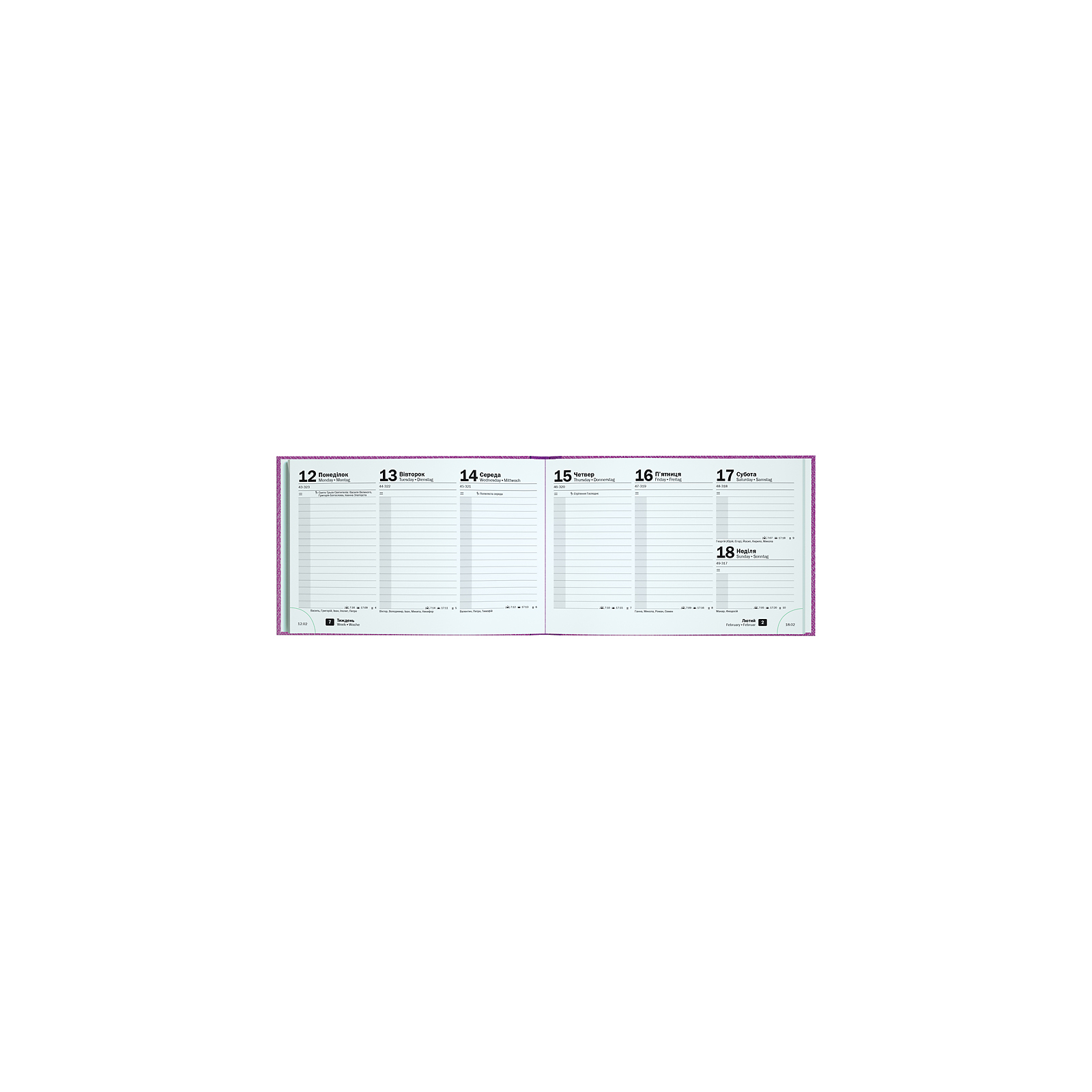 Тижневик Brunnen датований 2024 кишеньковий Tweed Фіолетовий A6 72 аркуші (73-755 32 664) зображення 3