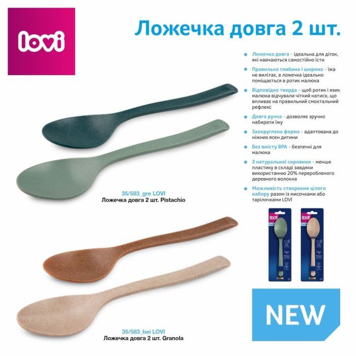 Набор детской посуды Lovi Pistachio Ложечка длинная 2 шт (35/583_gre) изображение 8