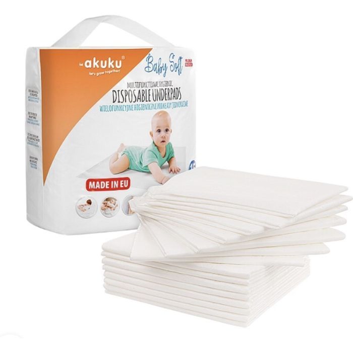 Пеленки для младенцев Akuku Baby Soft 40 x 60 см, 15 шт (A0500) изображение 3