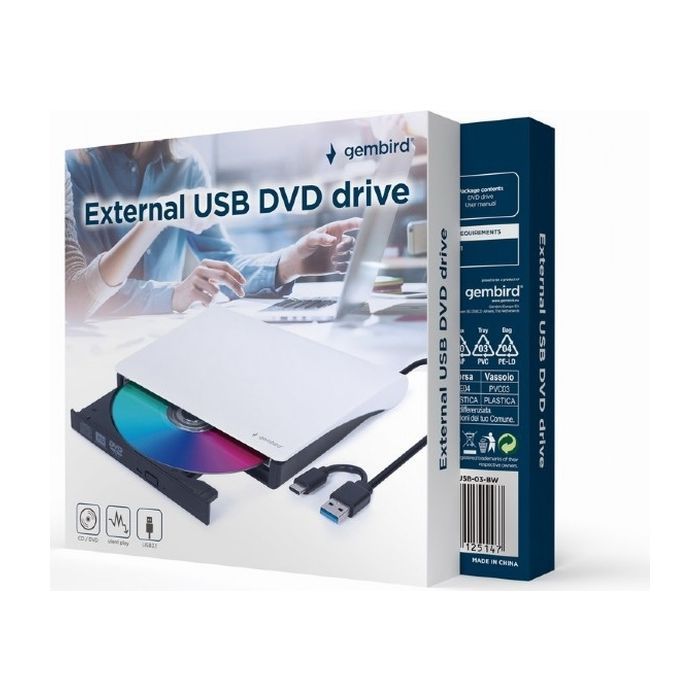 Оптичний привід DVD-RW Gembird DVD-USB-03-BW зображення 2