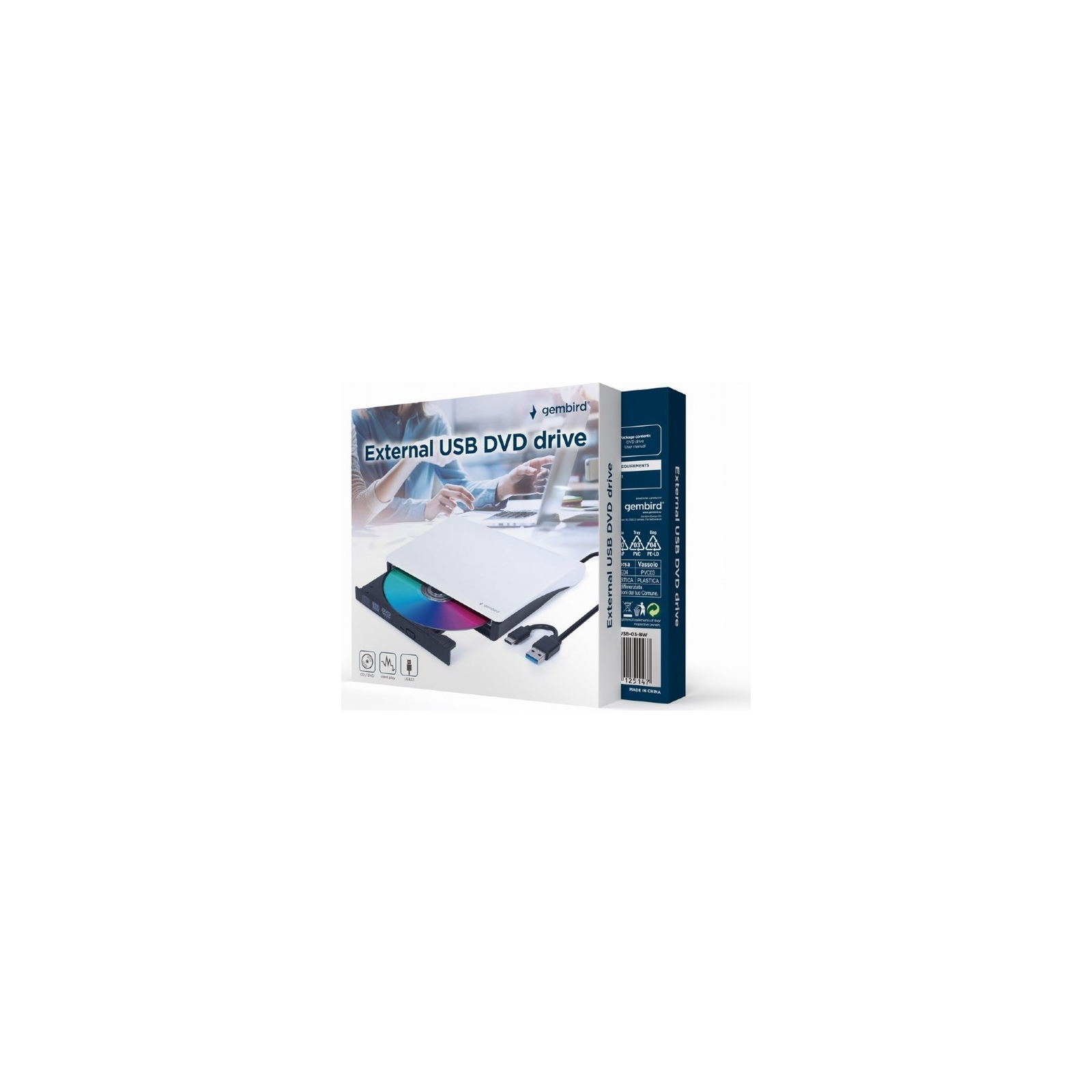 Оптический привод DVD-RW Gembird DVD-USB-03-BW изображение 2