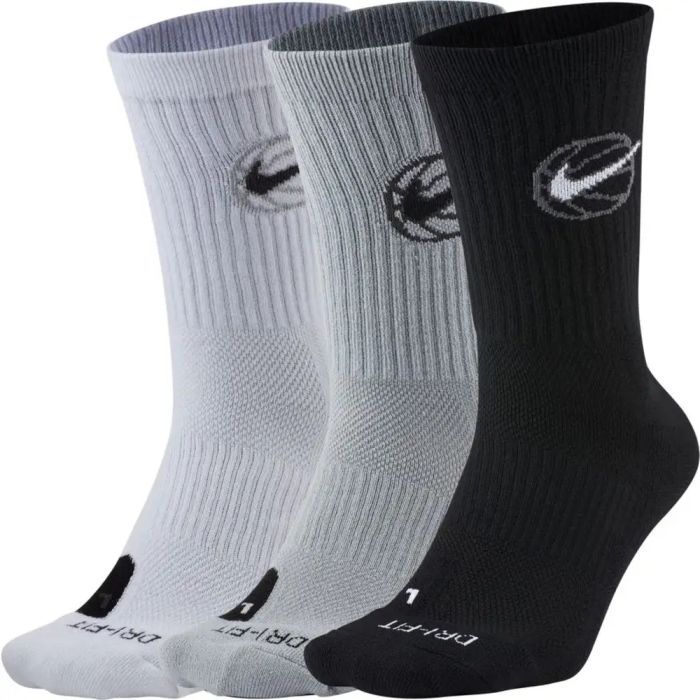 Шкарпетки Nike Crew Everyday Bball 3pr DA2123-902 42-46 3 пари Чорний/Білий/Сірий (194499745853)