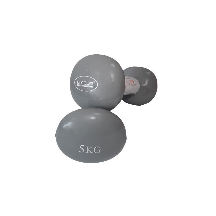 Гантельный набор LiveUp Vinyl Dumbbell Egg Head вінілові сірі 2х5кг LS2001-5 (6951376138252)