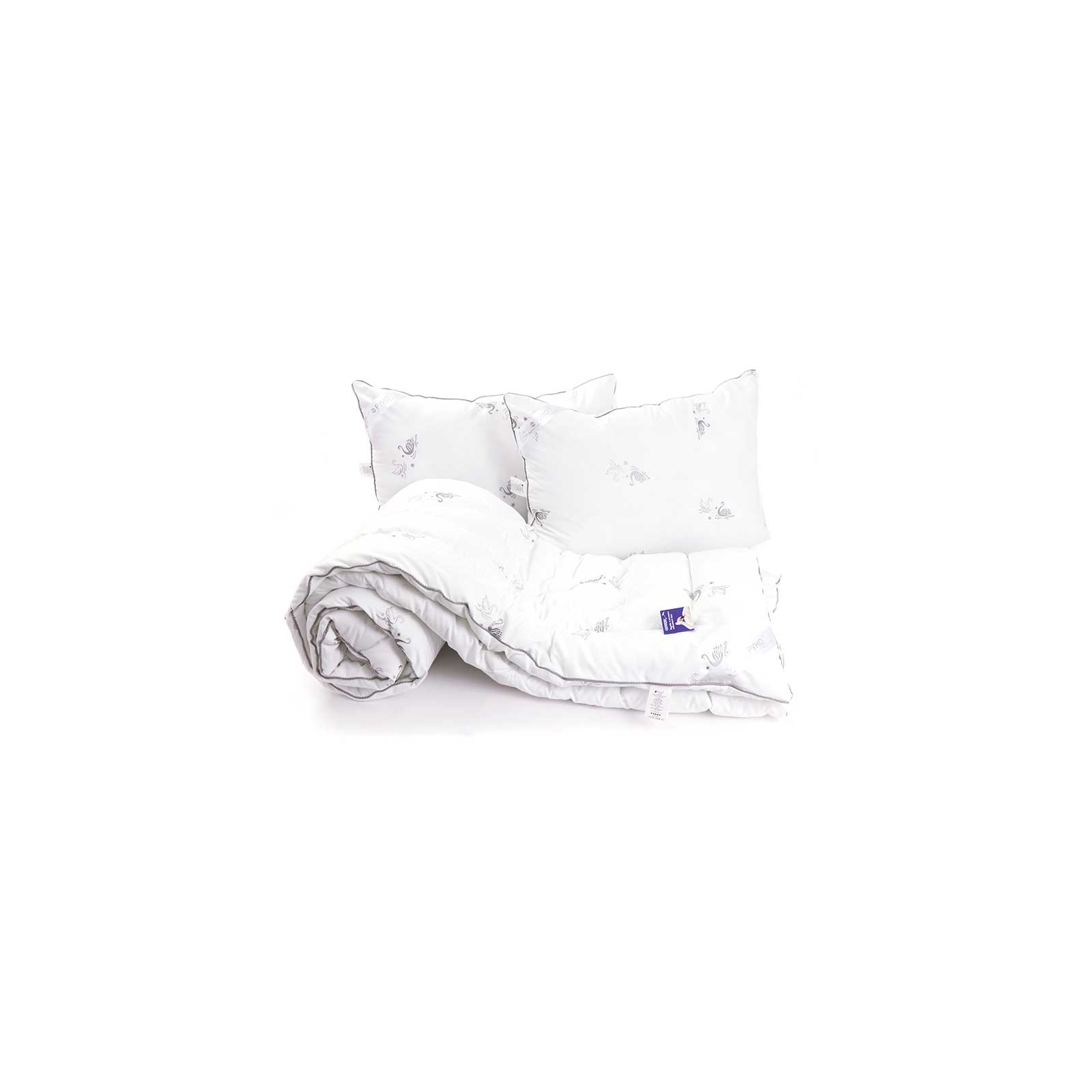 Ковдра Руно набір Ковдра зима зі штучного пуху лебединого Silver Swan 200х220 см із двома подушками 50х70 (925.52_Silver Swan)
