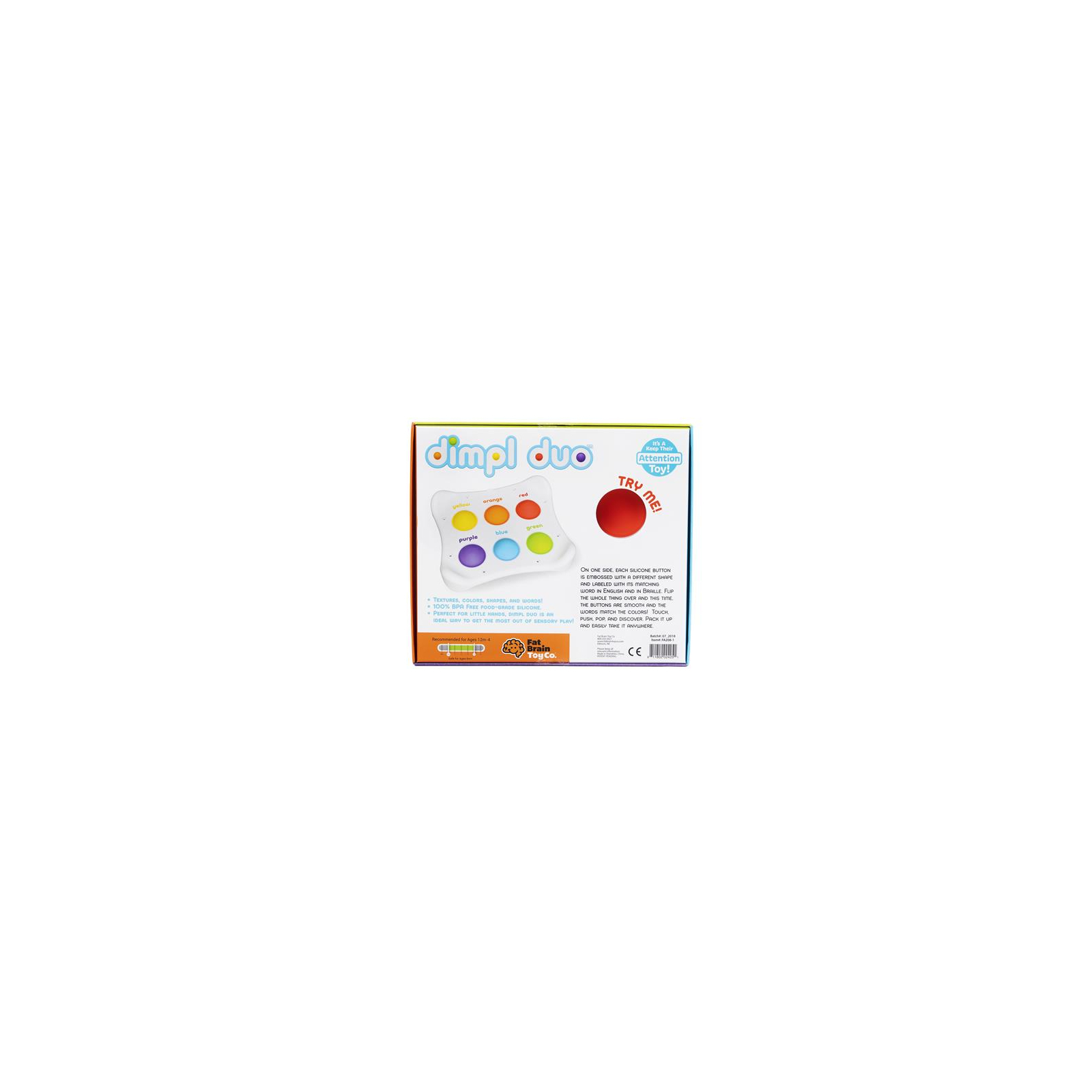 Розвиваюча іграшка Fat Brain Toys антистрес Dimpl Duo Брайль Колір Форма Назва (FA208-1) зображення 2