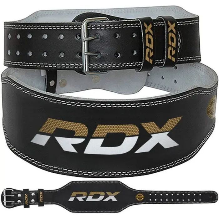 Атлетичний пояс RDX 6 шкіряний Black Gold 2XL (WBS-6RB-2XL)