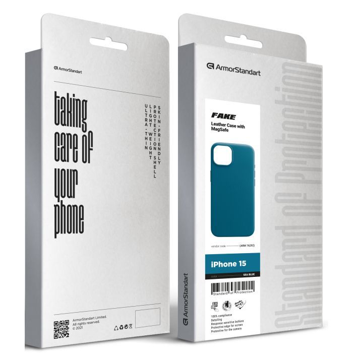 Чехол для мобильного телефона Armorstandart FAKE Leather Case Apple iPhone 15 Grey (ARM76289) изображение 5