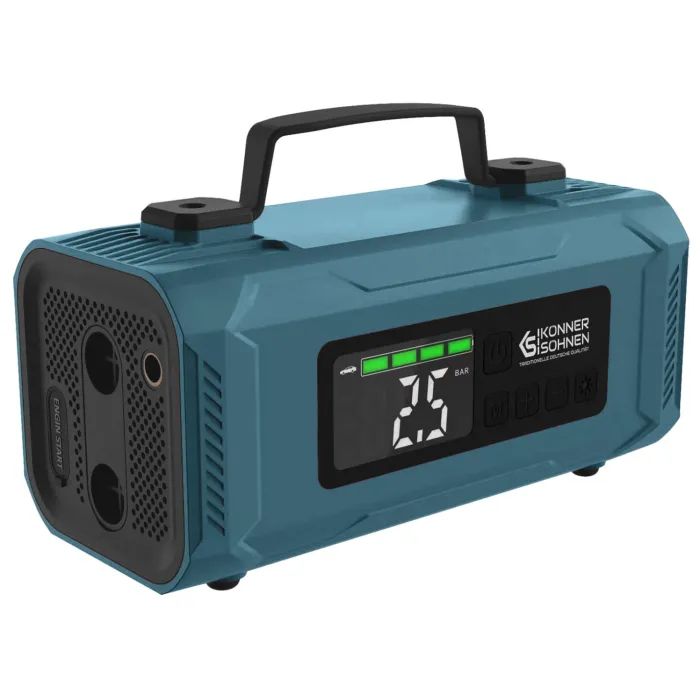 Пуско зарядний пристрій Konner&Sohnen портативний KS JSP-2000 з компресором, 15В, 14800mAh, струм 800А/пік 2000А, USB, 22л/хв, 1.6кг (KSJSP-2000) зображення 2