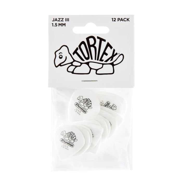 Медиатор Jim Dunlop Tortex White Jazz III Pick 1.50mm 12 шт. (478P1.5) изображение 3