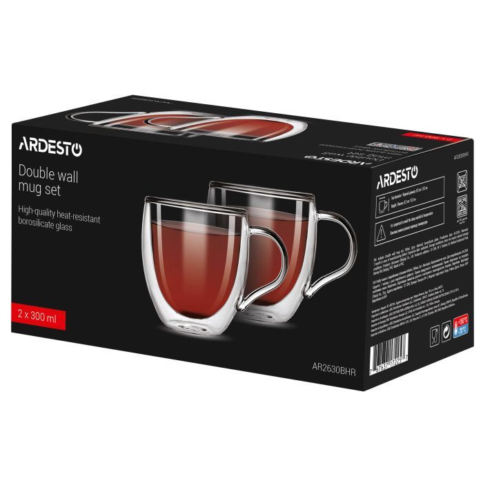 Набор чашек Ardesto BHR 300 мл 2 шт прозорий (AR2630BHR) изображение 2