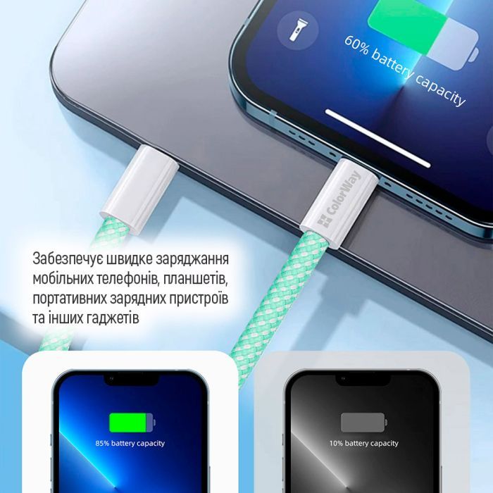 Дата кабель USB-C to Lightning 1.0m 27W pink ColorWay (CW-CBPDCL061-P) зображення 11