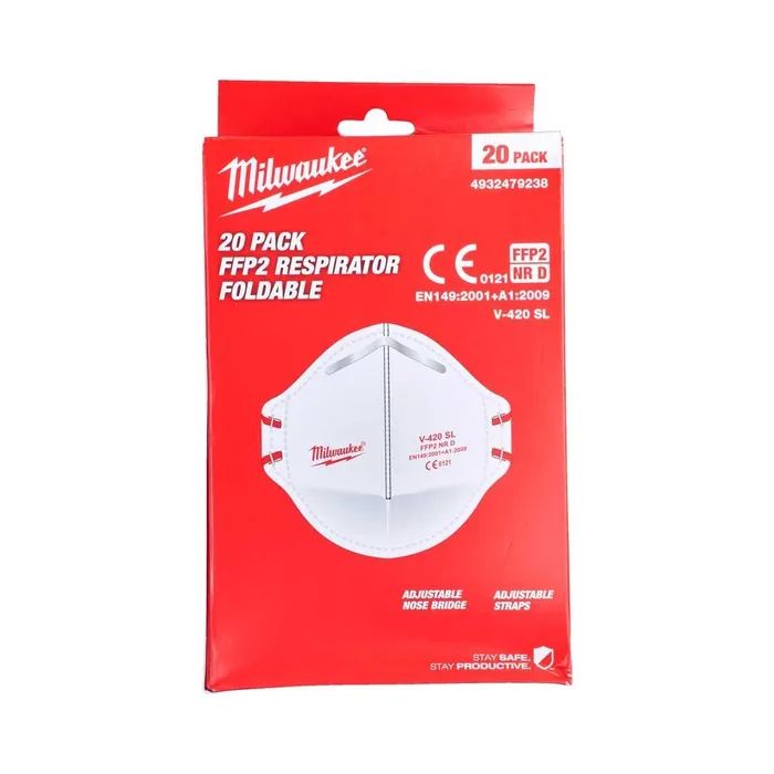 Респиратор Milwaukee складной без клапана FFP2, 20шт (4932479238) изображение 3