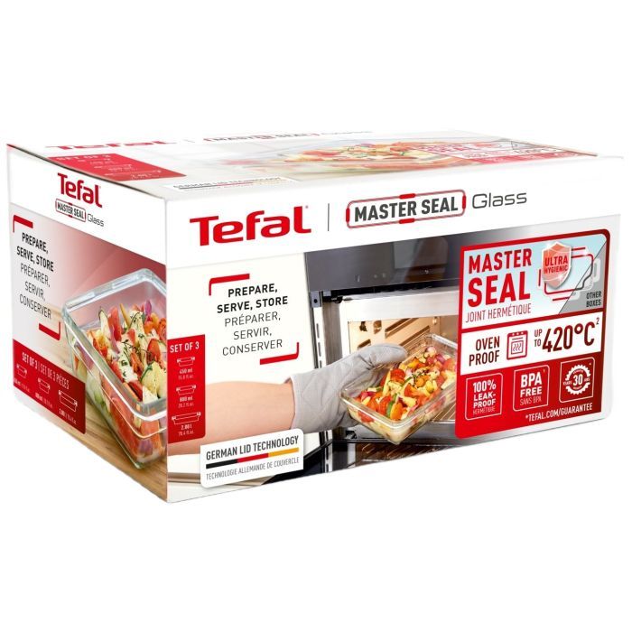 Пищевой контейнер Tefal Master Seal, Набір 3шт, жаростійке скло, прозорий (N1050910) изображение 8