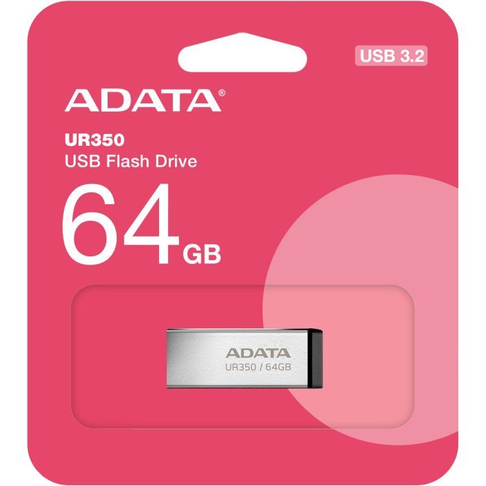 USB флеш накопитель ADATA 64GB UR350 Silver-Black USB 3.2 (UR350-64G-RSR/BK) изображение 5