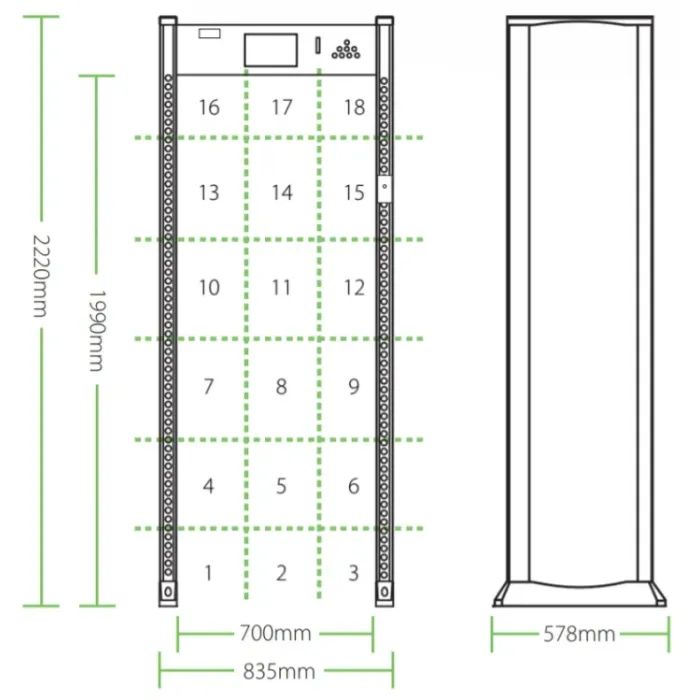 Металлоискатель ZKTeco ZK-D3180 на 18 зон детекції (237759) изображение 5