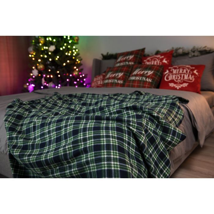 Плед Ardesto Christmas Fleece 130x160см, 100% поліестер, клітинка, зелений (ART0718PB) зображення 3