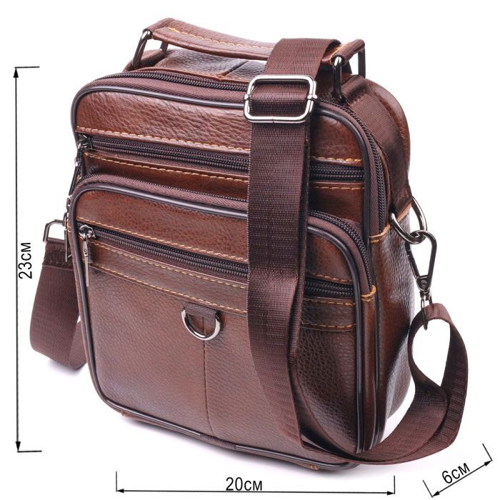 Сумка Vintage Из натуральной кожи Коричневая (21279) изображение 3