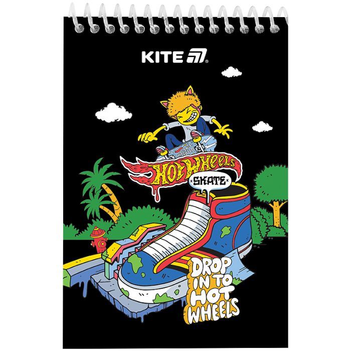 Блокнот Kite на спирали Hot Wheels А6, 48 листов, нелинованный (HW25-196-2)