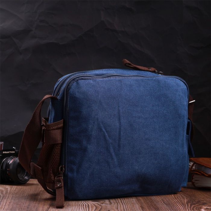 Сумка Vintage Месенджер з текстилю Синя (22207) зображення 11