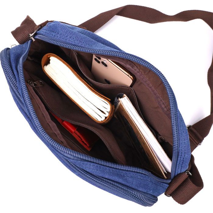 Сумка Vintage Месенджер з текстилю Синя (22207) зображення 8