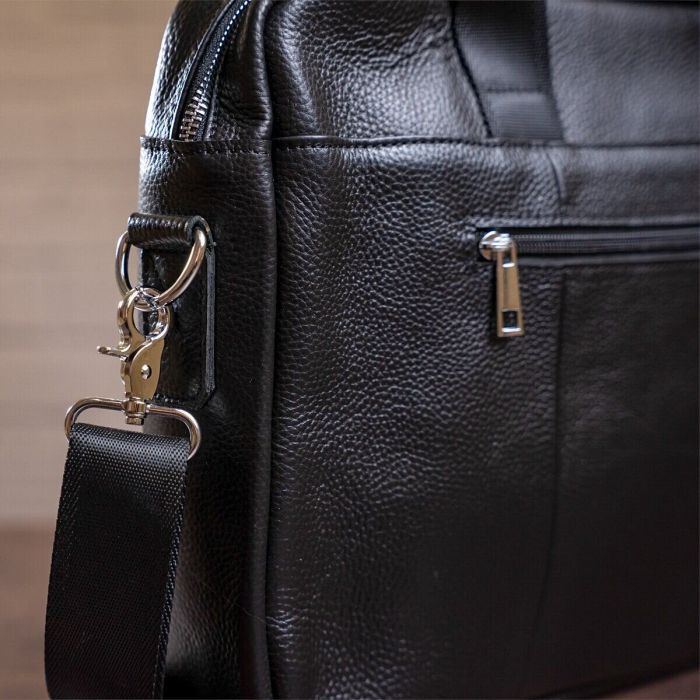 Сумка Vintage Кожаная Черная (14625) изображение 10