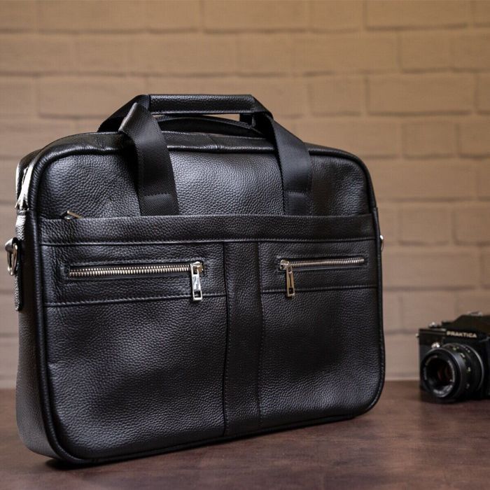 Сумка Vintage Кожаная Черная (14625) изображение 6