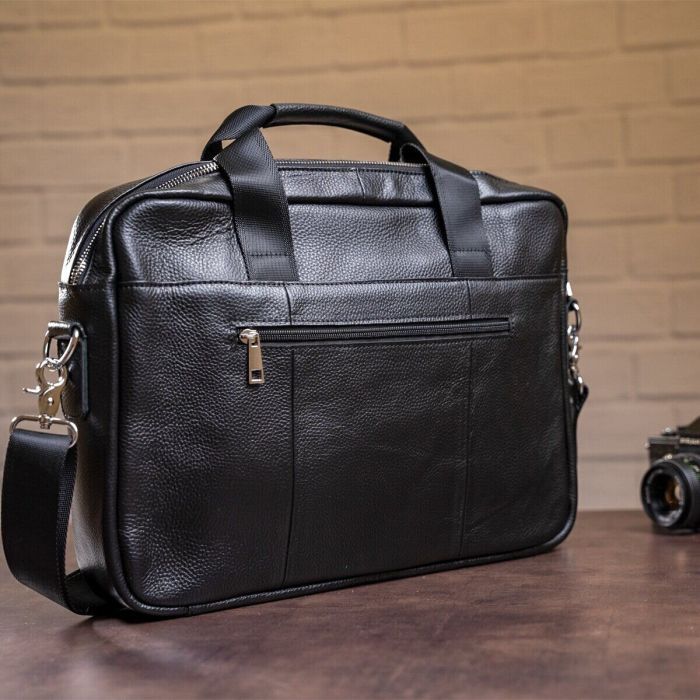 Сумка Vintage Кожаная Черная (14625) изображение 7