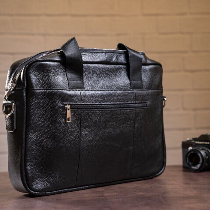 Сумка Vintage Кожаная Черная (14625) изображение 8