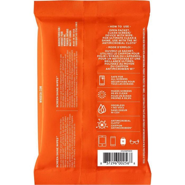 Салфетки Whoosh! Screen Shine 20 WIPES 10х7cm + 1microfiber 14х14cm (1FG20WPENFR) изображение 4