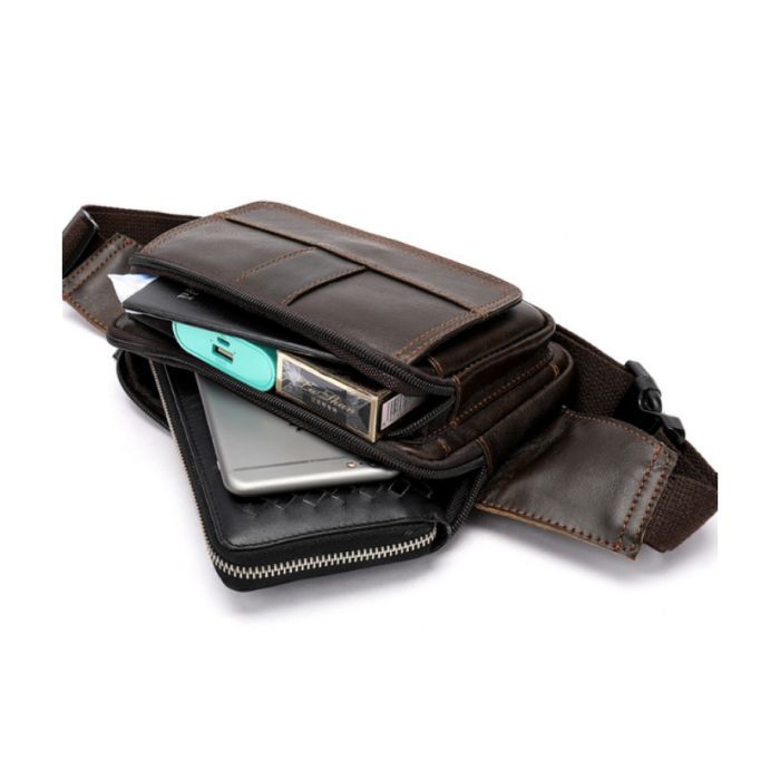 Сумка Vintage На пояс Коричневая (14726) изображение 5