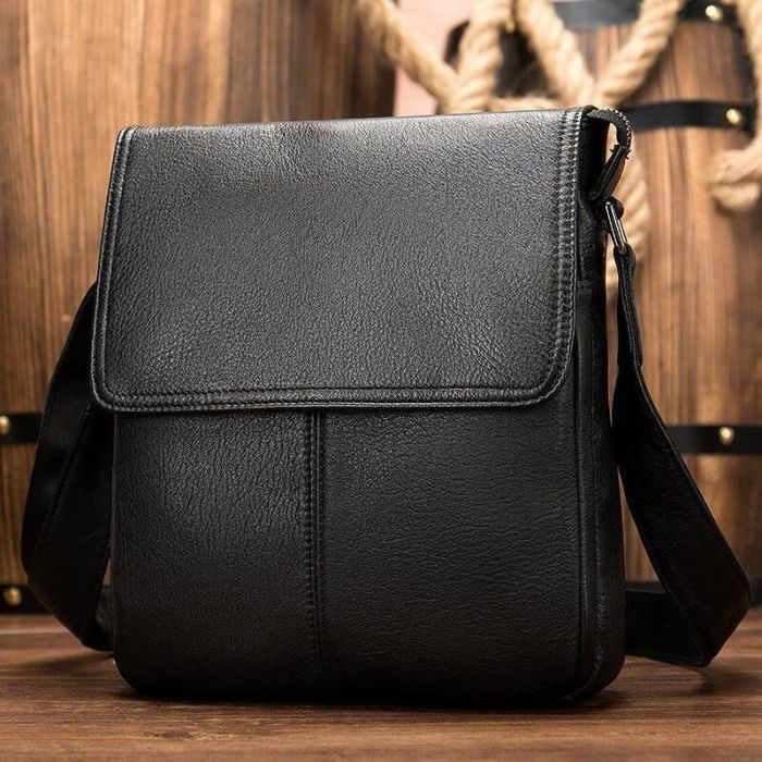 Сумка Vintage Кожаная Черная (20015) изображение 9