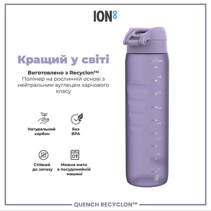 Пляшка для води ION8 OneTouch 1000 мл BPA Free, Rose Quartz (I8RF1000ROS) зображення 6