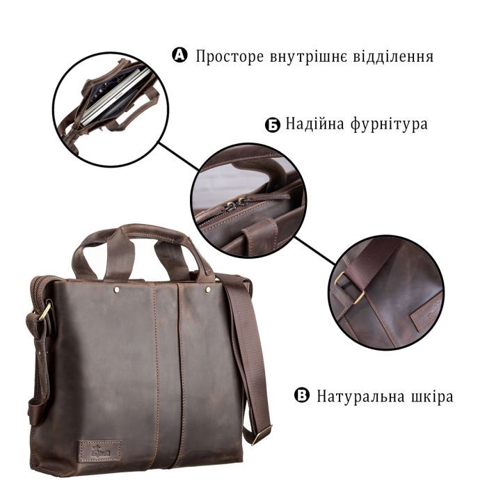 Сумка Shvigel Кожаная Коричневая (11115) изображение 4