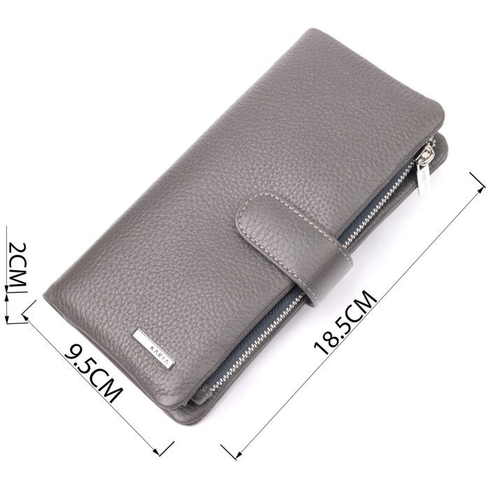 Портмоне Karya З натуральної шкіри Сіре (20999) зображення 3