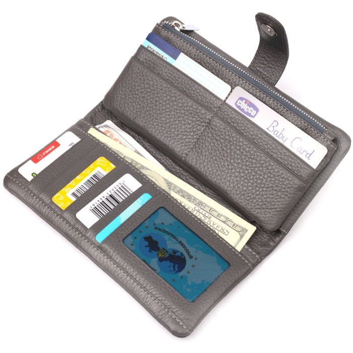 Портмоне Karya З натуральної шкіри Сіре (20999) зображення 6