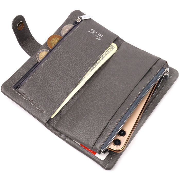Портмоне Karya З натуральної шкіри Сіре (20999) зображення 8