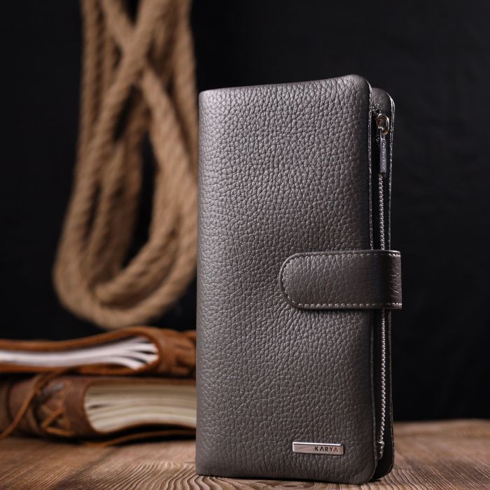 Портмоне Karya З натуральної шкіри Сіре (20999) зображення 9