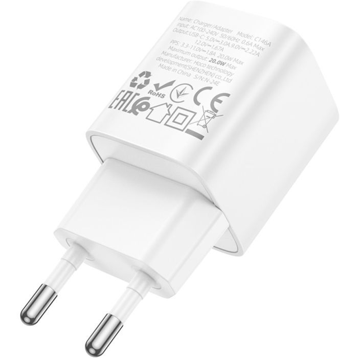 Зарядний пристрій HOCO C146A Charm USB-C PD20W White (6942007630245) зображення 6