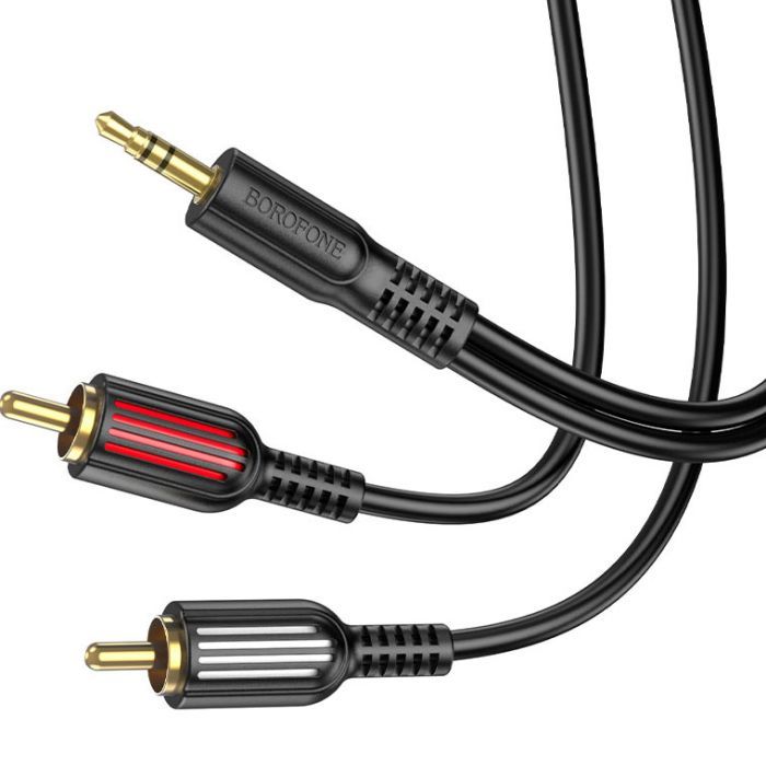 Кабель мультимедійний 3.5mm M to 2xRCA 1.5m Black BOROFONE (6974443382204)