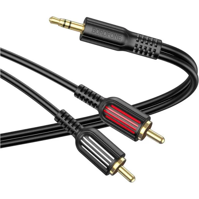 Кабель мультимедійний 3.5mm M to 2xRCA M 1.5m Black BOROFONE (6974443382204) зображення 2