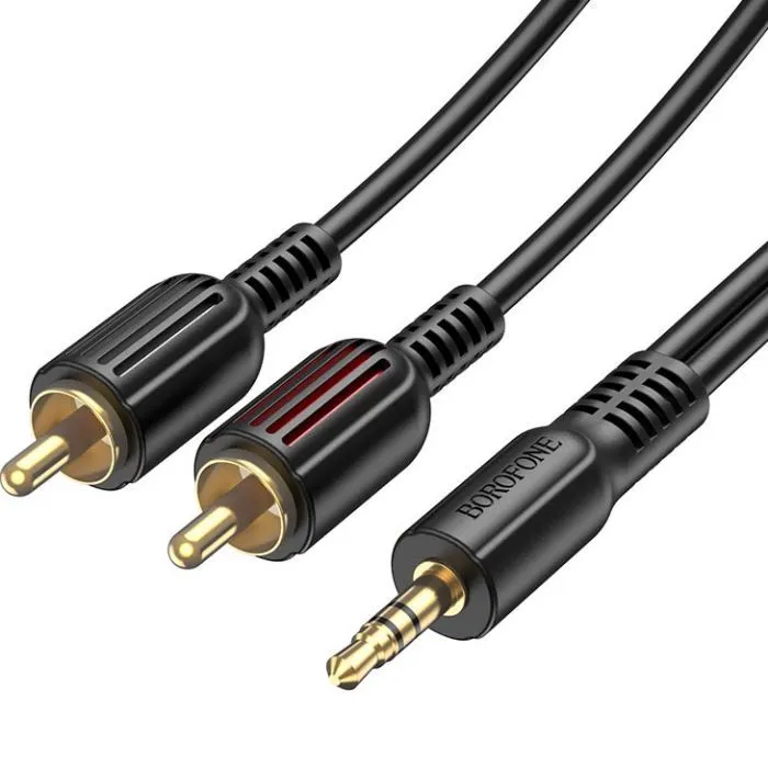 Кабель мультимедійний 3.5mm M to 2xRCA M 1.5m Black BOROFONE (6974443382204) зображення 3